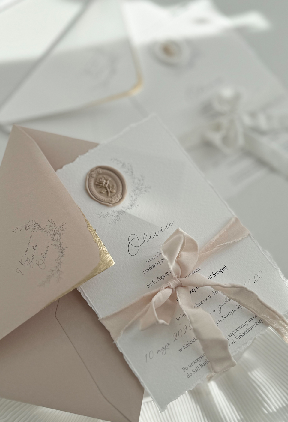 Eleganckie Zaproszenie na I Komunię Świętą – Beż - obrazek 4