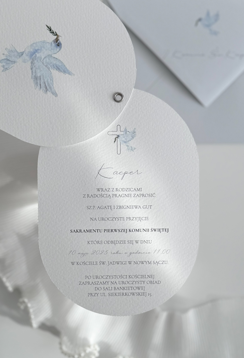 Eleganckie Zaproszenie na I Komunię Świętą – Gołąbek - obrazek 2