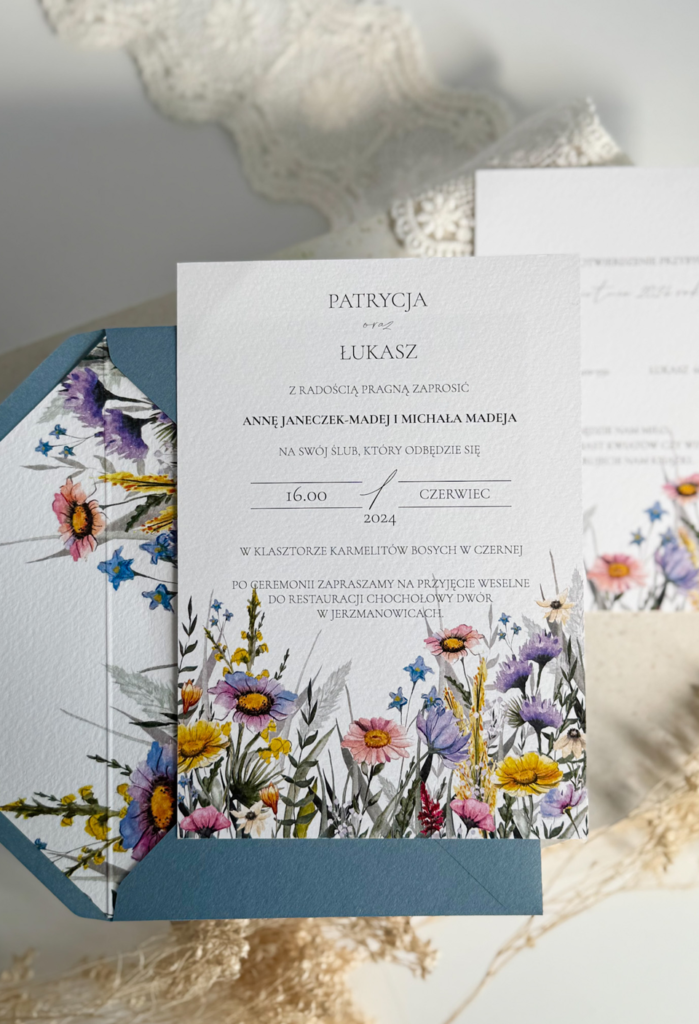 Zaproszenie Ślubne WILD FLOWERS – ręcznie malowane, kwiatowy motyw