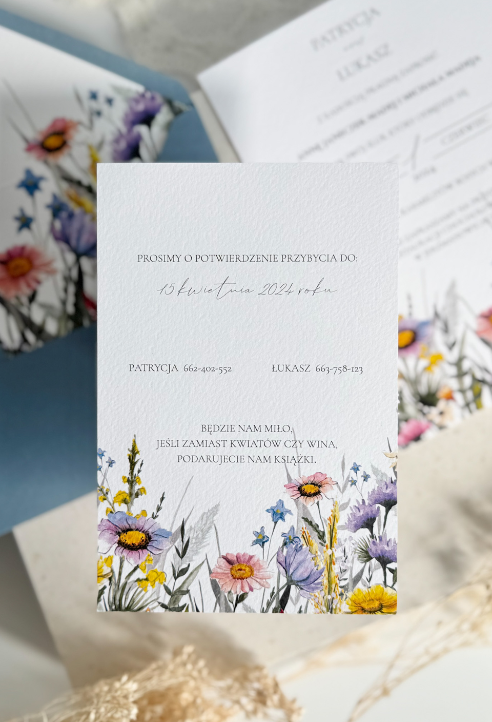 Zaproszenie Ślubne WILD FLOWERS – ręcznie malowane, kwiatowy motyw - obrazek 2