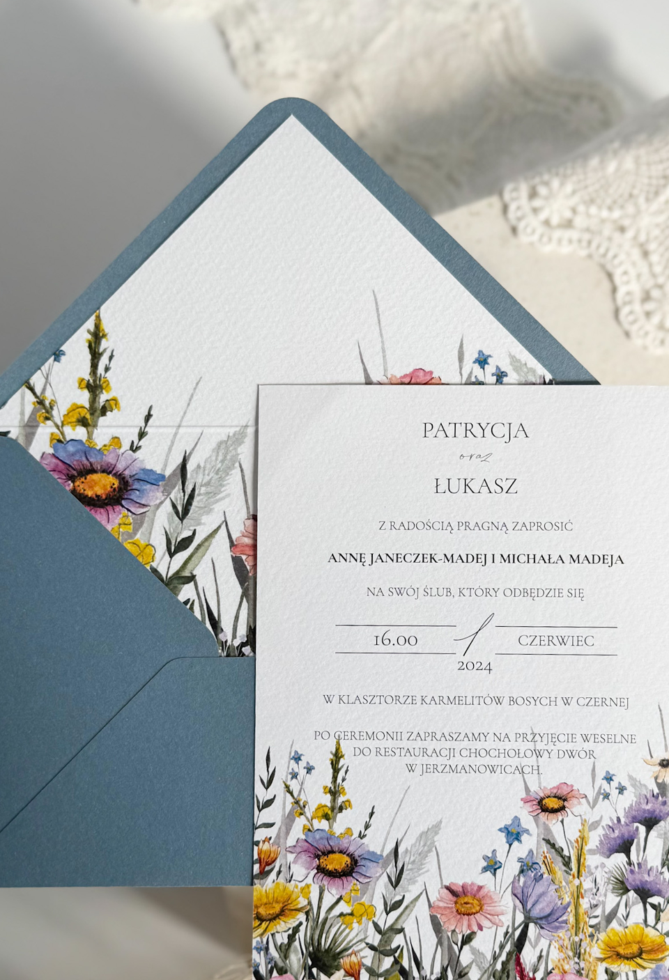 Zaproszenie Ślubne WILD FLOWERS – ręcznie malowane, kwiatowy motyw - obrazek 3