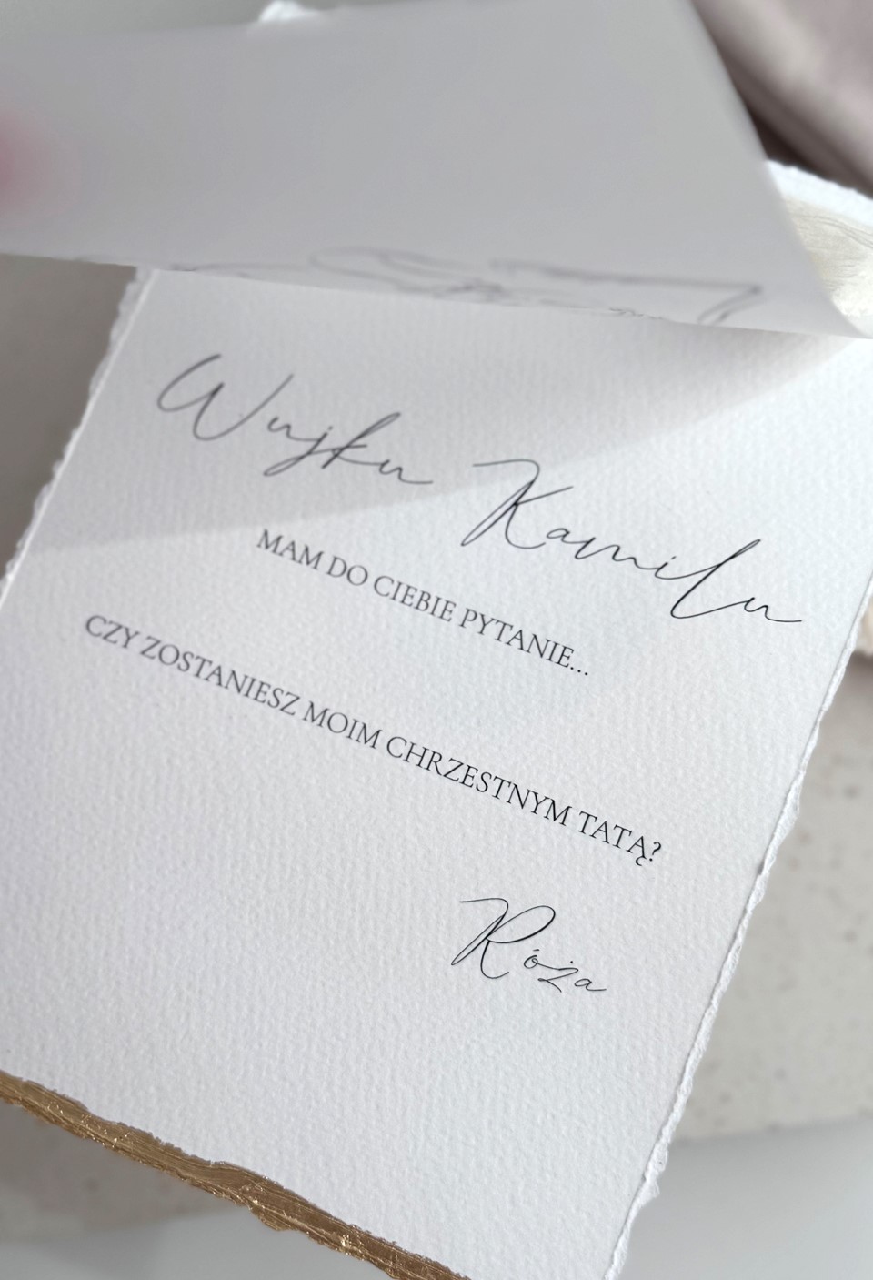 Prośba o bycie chrzestnym – welurowa koperta - obrazek 5