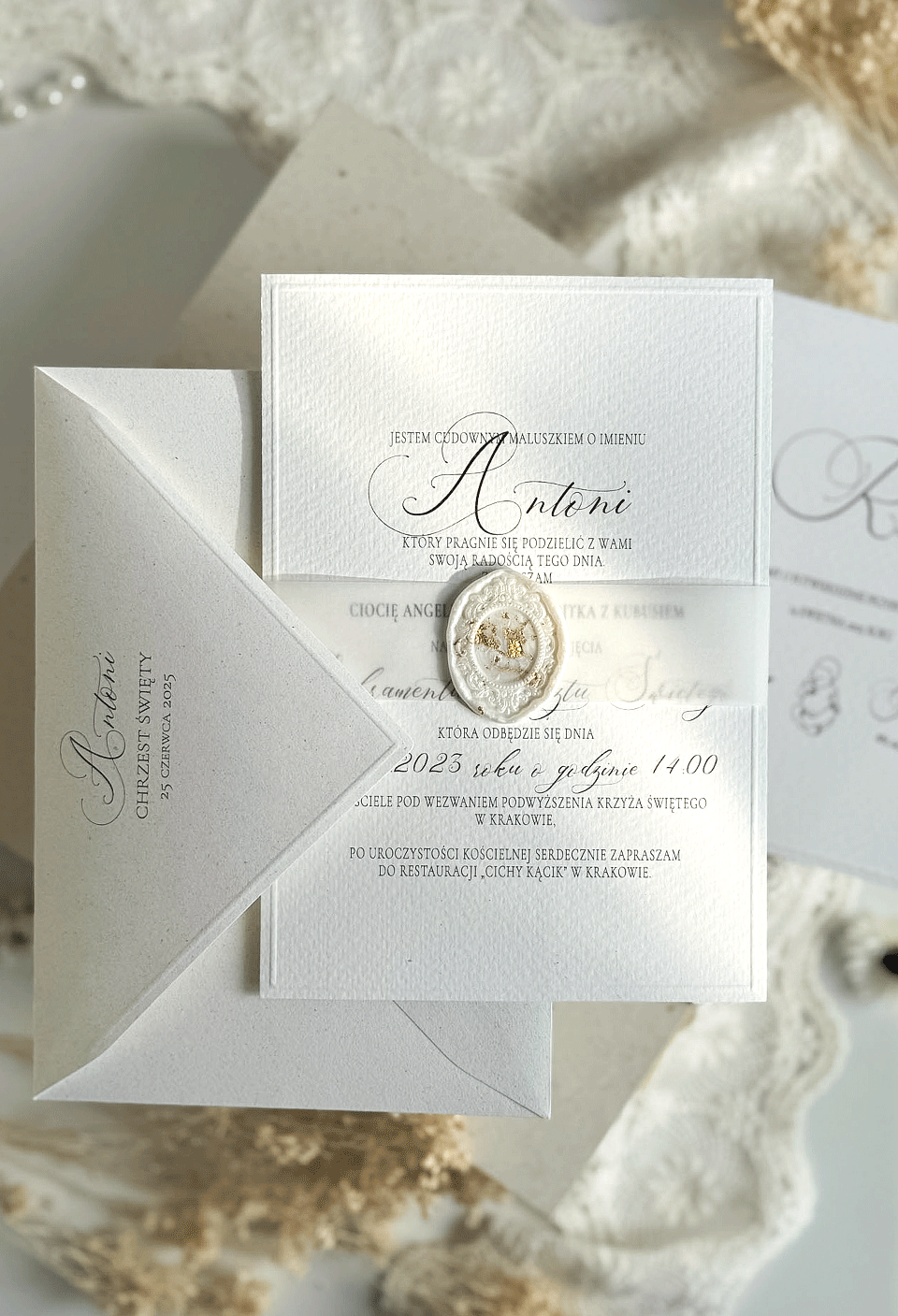 Eleganckie Zaproszenie na Chrzest Święty - obrazek 5