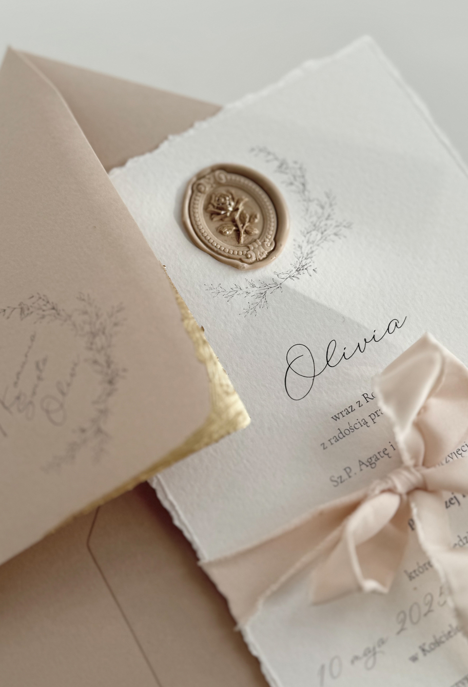 Eleganckie Zaproszenie na I Komunię Świętą – Beż - obrazek 2