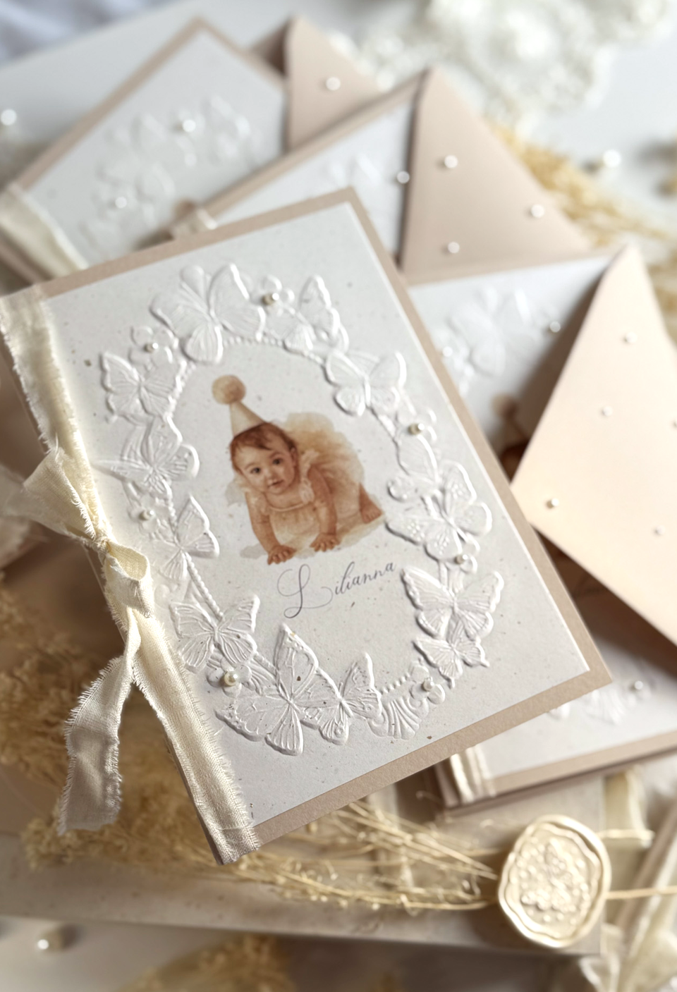 Personalizowane Zaproszenie z grafiką maluszka na Chrzest Święty - obrazek 3